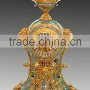 Gothic Architectual Style Ceramic Table Clock, Antique Hand Painted European Table Clock, Brass Mounted Table Clock thumbnail-4