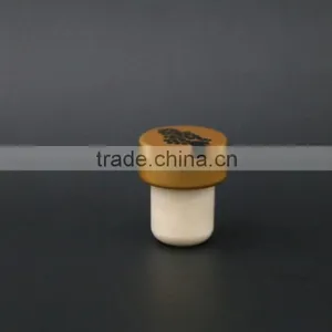 Gold Aluminum Cap With Synthestic Cork Wine Bottle Stopper Manufacturer thumbnail-1