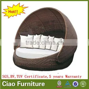 Outdoor Wicker Furniture Garden Sunbed Rattan Round Bed thumbnail-1