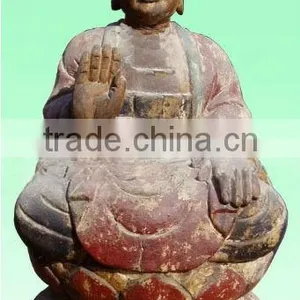 Oriental Indian Style Wooden Carved Buddism Statue Sakyamuni Statue thumbnail-3