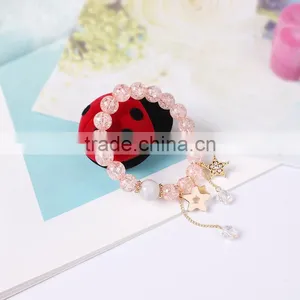 Gold Rhinestone Star Charms Crystal Bead Bracelet thumbnail-3