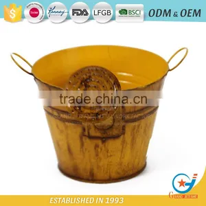 10 Inch Garden Unique Powder Coated Coloured Metal Plant Colored Flower Pots Coloured Plant Pots Metal thumbnail-3