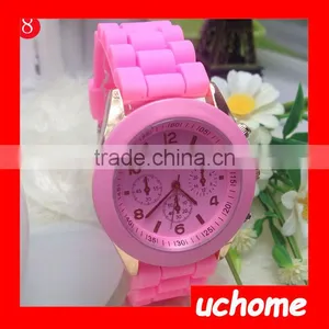 UCHOME Wholesale Latest Silicone Watch,High Quality Silicone Strap Geneva Watch,Hot Sell Woman Bracelet Watch thumbnail-1