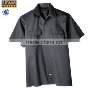 Button Close Short Sleeve Cotton Work Shirt thumbnail-1