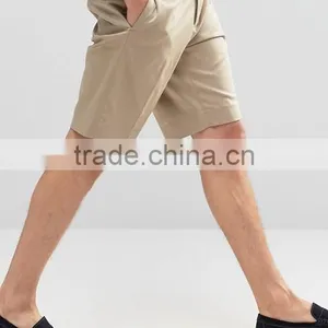 High Quality Latest Custom Three Pockets Men's Khaki Slim Fit 97% Cotton 3% Elastane Stretch Twill Zip Fly Casual Shorts Pant thumbnail-4
