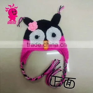 2015 Hot Sale Owl Baby Hot Pink and Black Wool Hats, Color Matching Hats thumbnail-1