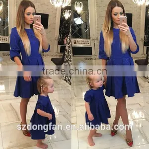Pastel Pink/ Blue Family Outfits Mother And Daughter Dress Child Dress thumbnail-4