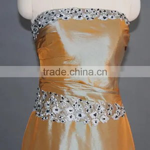 Orange Taffeta Strapless Long Evening Dress 2017 thumbnail-3