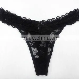 2014 Stylish Hot Sale Transparent Sexy Lady Black Embroidery Panty thumbnail-1