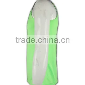 China Manufactory High Quality Light Green Slim Plain Gym Vests thumbnail-3