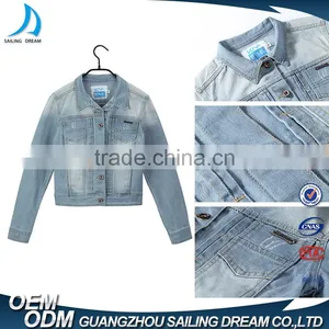 Guangzhou Apparel Factory Hot Sale Color Fade Proof Women Jeans Denim Jacket thumbnail-3