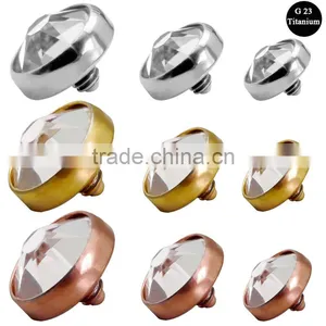 G23 Solid Titanium Dermal Piercing Body Jewelry Silver Gold Rose Gold High Quality Press Fit Diamond Jewelry thumbnail-2