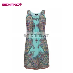 Chiffon Multi-color Ethnic Floral Print Lady Midi Dress thumbnail-2