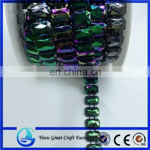 Fashion New Rectangle Section Plastic Plating AB Color Blue Wire Bead Clothing Plastic Beads thumbnail-1