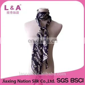 2017 Newest Women Customer Printing Long Twill Silk Neck Scarf thumbnail-5