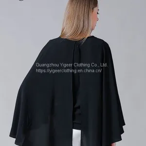 O-Neck Long Sleeve Loose Plus Size Double Layers Chiffon Top Blouse thumbnail-2
