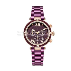 Women Chrono Analog Quartz Watch Waterproof Ladies Alloy Watch , Multifunction Sports Watch for Girls thumbnail-1