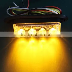 New 4W High Power 4 LED Waterproof Car Truck Emergency Strobe Flash Light Amber thumbnail-3