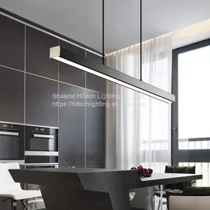 Modern LED Long Pendant Light Linear Hanging Lights Black Brown Pendant Lamp for Dining Room Kitchen Lighting Fixture thumbnail-1