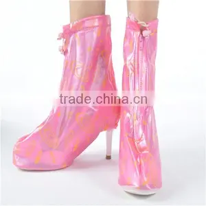 Fashion Non-slip Thicken Plastic Women Rain Shoe Covers, Dress Shoe Rain Cover Quality Choice thumbnail-1