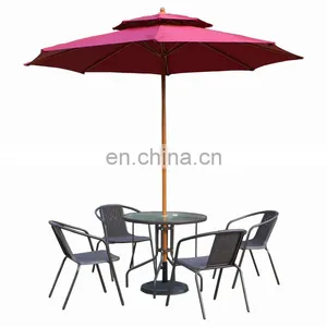 Modern Luxury Outdoor Sets Patio Rattan Furniture Folding Dining Table Set Rattan Table and Chairs Set With Umbrella thumbnail-1