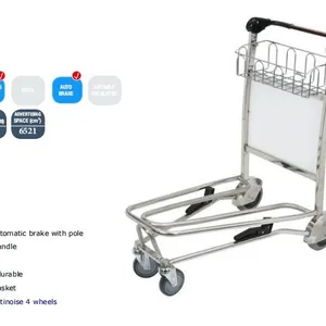 High Quality Airport Luggage Baggage Trolley Cart Hand Brake Airport Trolley thumbnail-3