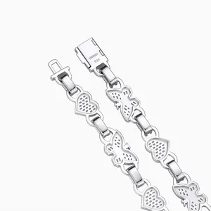 Shining Star Jewelry Hiphop Baguette Moissanite Butterfly Heart Chain Necklace thumbnail-2