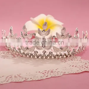 New Design Wholesale Leaf Bridal Crystal Rhinestone Crown thumbnail-5