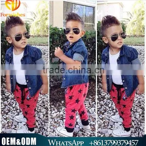 Hot Sale 2016 European and American Boys Denim Jacket + White T-shirt + Star Pants thumbnail-1