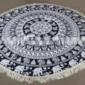 Ombre Mandala Round Beach Towel With Terry thumbnail-3