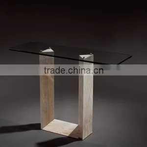 Modern Console Table U Shape Marble Console Table Base Living Room Top Glass Console Table thumbnail-1