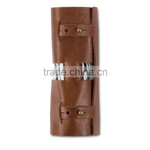 Factory Hot Sale High Quality New Brown Leather Earbud Holder Case thumbnail-3