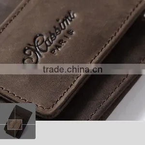 Fashion Custom Brown Genuine Crazy Horse Leather Money Clip Wallet With Magnet thumbnail-4