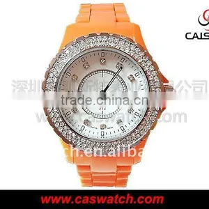 Fashion PVC Band Strap Rhinestones Custom Watch Plastic Ladies Watch thumbnail-1