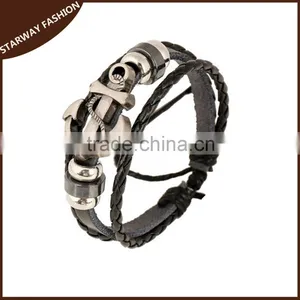 New Arrival Trendy Multi Layer Bracelet Leather Anchor Bracelet/ thumbnail-1
