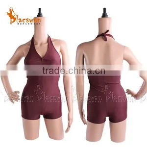 Women's Black Ballet Dance Leotard Halter Strap With Chest Lining thumbnail-6
