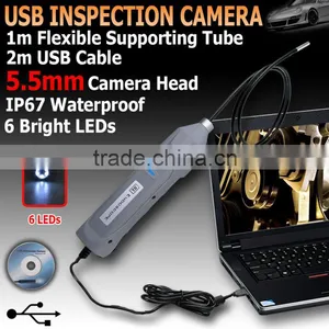 Mini USB 1M Tube 5.5mm Slim Borescope 6 LED Snake Endoscope Inspection Camera thumbnail-2