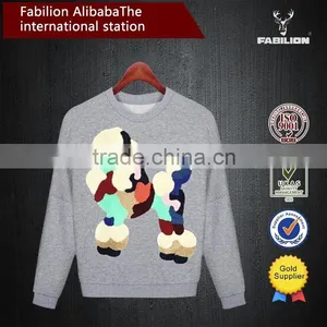 European Fashionable Letter Embroidered Gray Slim Woman Fleece for Apparel Stock thumbnail-3