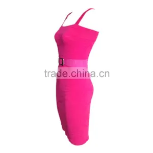 Slim Sexy Nude Fitness Women Dresses With Belt thumbnail-2