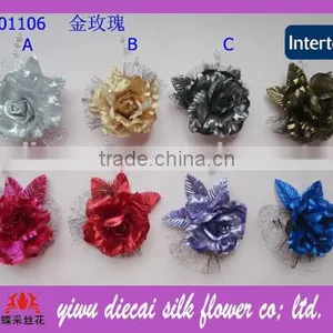 Wholesale Handmade Hair Decorative Metalized Fabric Flower thumbnail-1