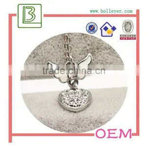 Unique Jewelry Design Wing And Heart Necklace With Diamonds thumbnail-2