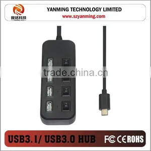 Usb 3.1 to 4 Port Usb 3.0 Hub With Micro Usb Power in thumbnail-1