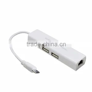 Micro USB to Network LAN Ethernet RJ45 Adapter With 3 Port USB 2.0 HUB Adapter thumbnail-1