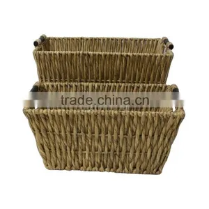 Water Hyacinth Storage Basket With Handle, Laundry Basket, Handmade in Vietnam thumbnail-1