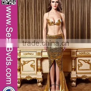 Gold Sequins Sexy Bra Girl Party Wear Sexy Mermaid Costumes Cosplay Mermaid Costume thumbnail-2