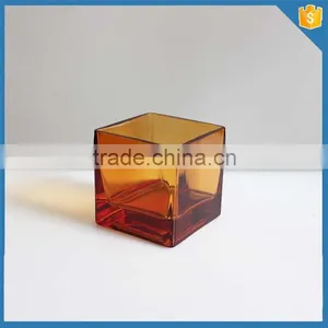 LXHY-CE063 Color Spray Square Shape Crystal Cut Glass Candle Holder thumbnail-1