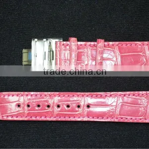 2016 20mm Pink Color Genuine Alligator Watch Strap Leather Belt Wrist Band thumbnail-1