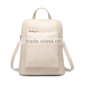 Solid Color Pu Leather College Daypacks Travel Backpack thumbnail-1