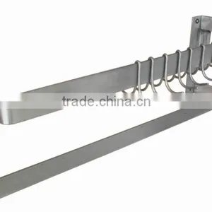NSF Approval Stainless Steel Double Bar Pot Rack With Hooks thumbnail-2