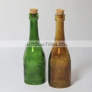 Painted Glass Floating Bottle With Cork for Wishing Small Table Glass Flower Vase thumbnail-2